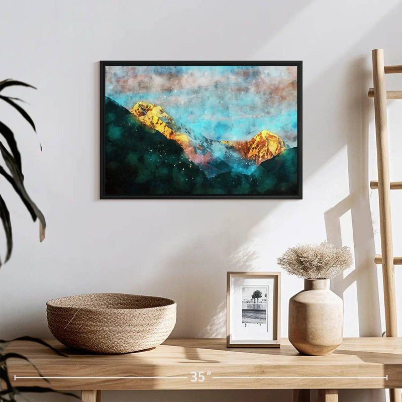 Mountain Chianna Landscape, 19" X 13", Floating Frame Black