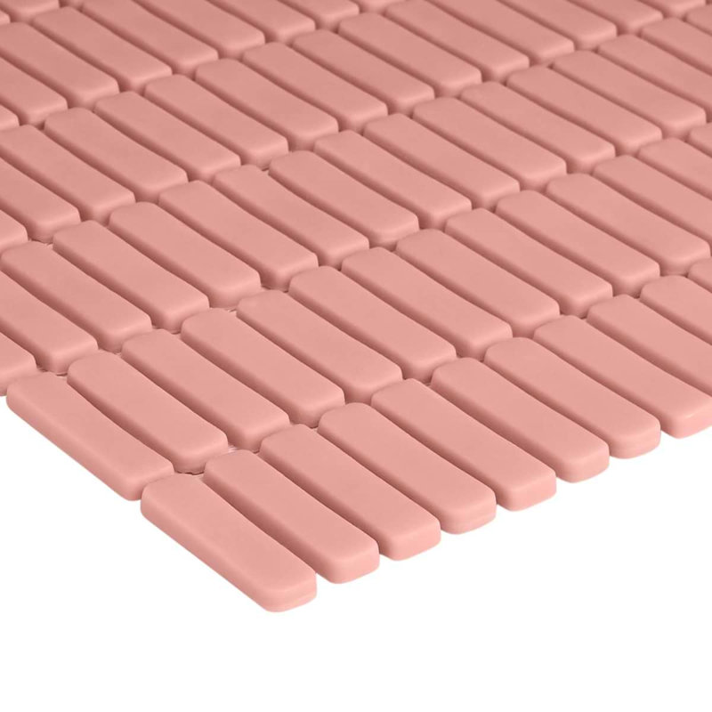 Venini 1/2" x 2" Mini Brick Frosted Glass Mosaic Tile, Pink