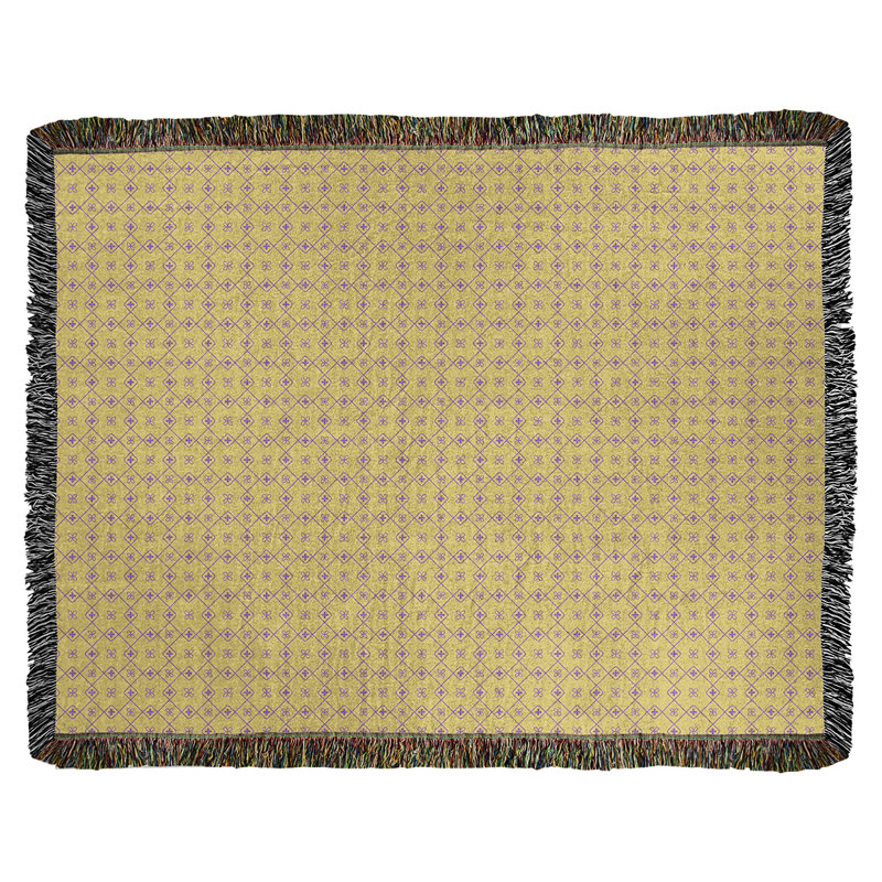 Couverture en coton tissé Katelyn Elizabeth, l 37 po x L 52 po, Jaune / Mauve