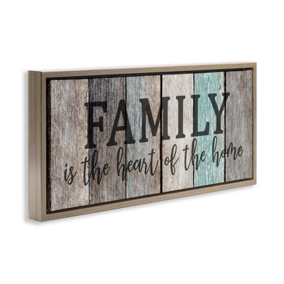 «Family is Heart of Home», citation sur toile flottante encadrée par Kim Allen