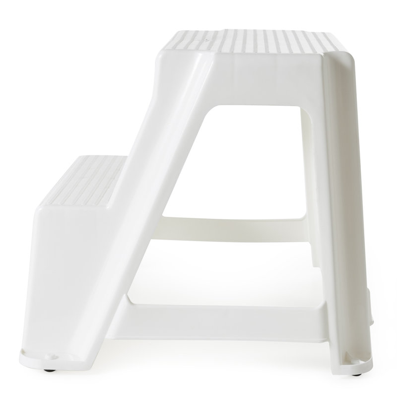Tabouret de marche 2 marches en caoutchouc antidérapant Grafe Living, blanc (paquet de 4)
