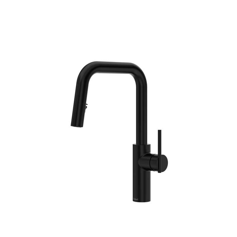 Lateral Pull-Down Kitchen Faucet With U-Spout, Black