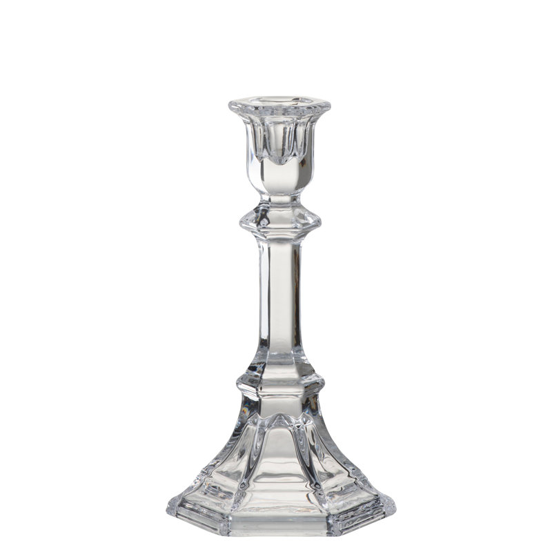 Glass Tabletop Candlestick, 20cm H x 10cm W x 11cm D