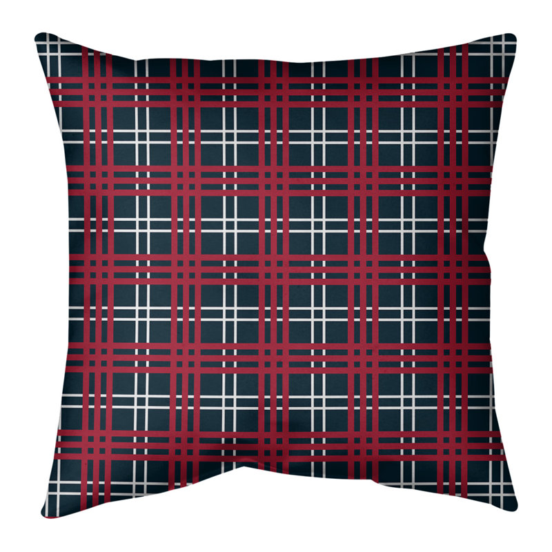 Housse et insert de coussin carré d'extérieur R-St Louis Football, 16 po x 1 po, Bleu acier profond / blanc / rouge bataille