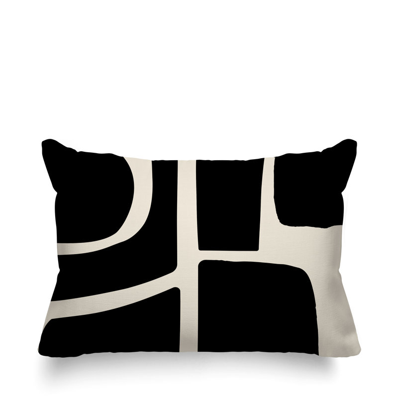 Coussin intérieur / extérieur en polyester filé Banksy, Noir, H 14 po x l 20 po