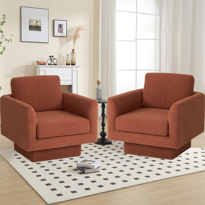 Fauteuil d'appoint pivotant, ensemble de 2 sièges rembourrés Sherpa