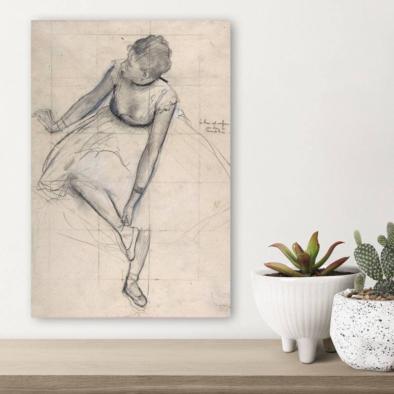 Danseuse ajustant sa chaussure, estampe d'art mural abstrait contemporain du XIXe siècle, H 18 po x l 12 po