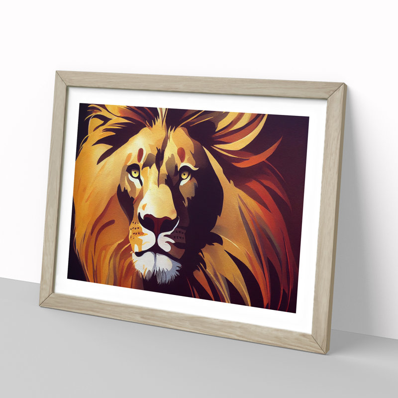 Unbelievable Lion - Framed Print, 46cm H x 64cm W x 2cm D, Oak