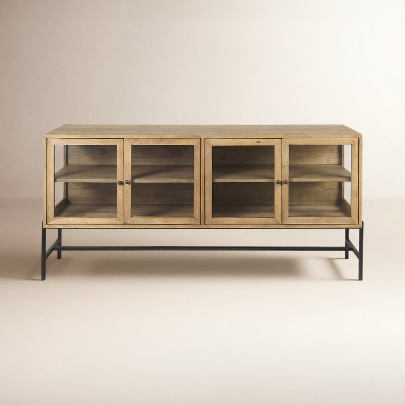 Warner 70'' Solid Wood Sideboard, Black/Light Brown