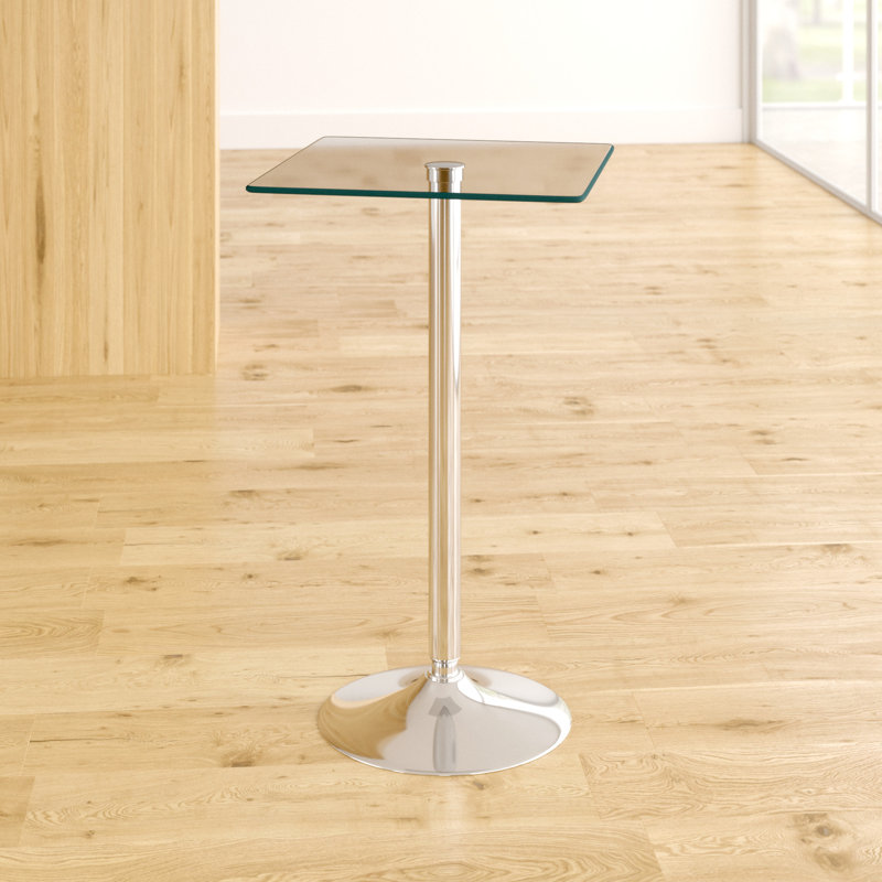 Bauder Glass Top Metal Base Dining Table, Clear Glass