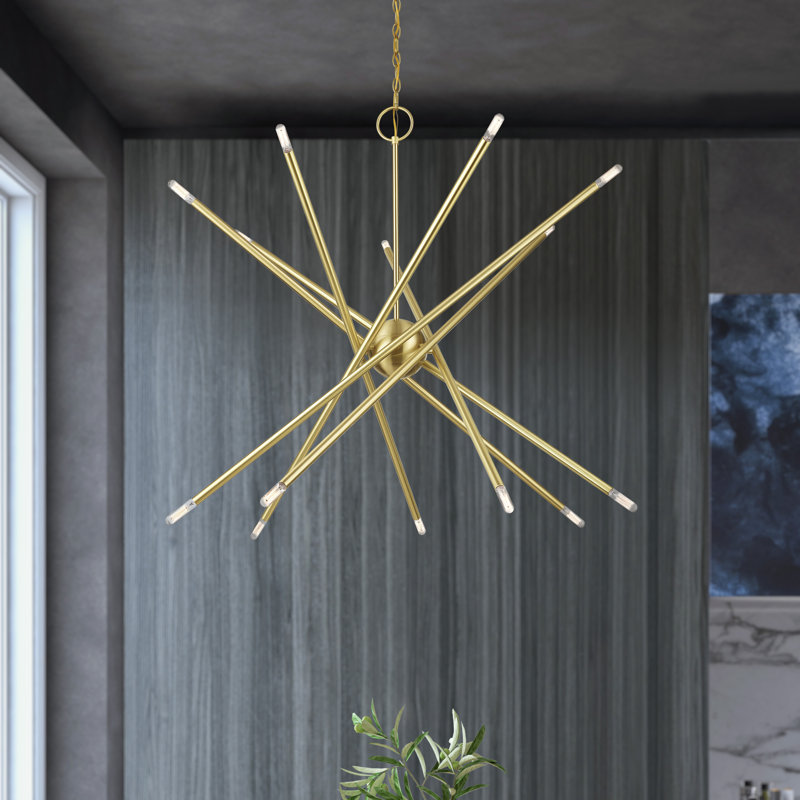 Lustre moyen 10 lumières bronze, Laiton satiné