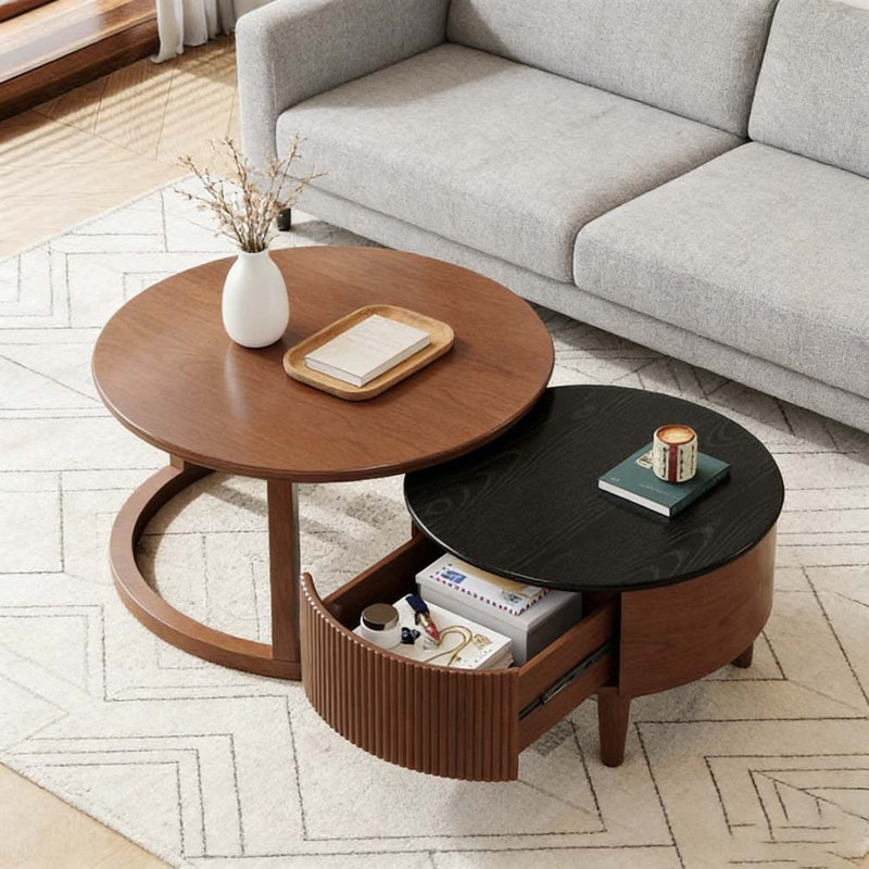 Table basse gigogne vintage avec tiroir