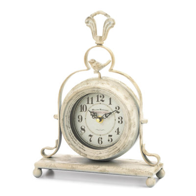 Analog Metal Quartz Movement / Crystal Tabletop Clock in White