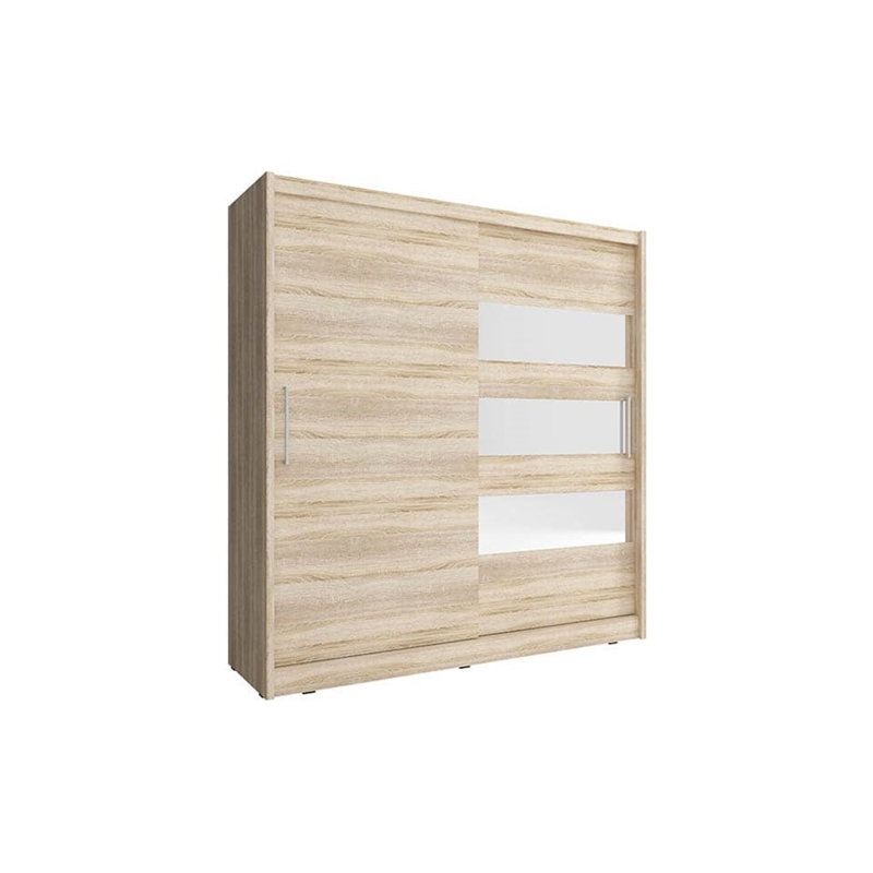 Damiean 2 Door Solid + Manufactured Wood Wardrobe, Oak Sonoma