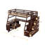 Lit mezzanine simple avec 7 tiroirs, 2 tablettes et bureau - Espresso-2007159934-2007159932