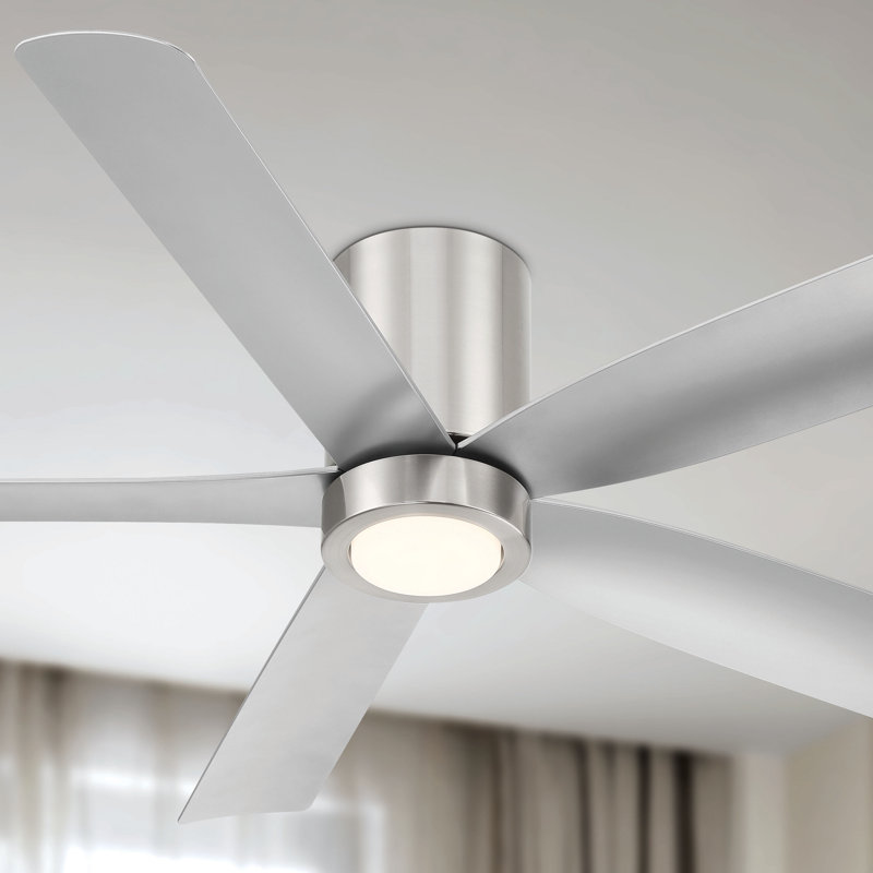 Ventilateur de plafond 5 pales 52 pouces avec télécommande et lumière à intensité variable CORMAC , Nickel brossé