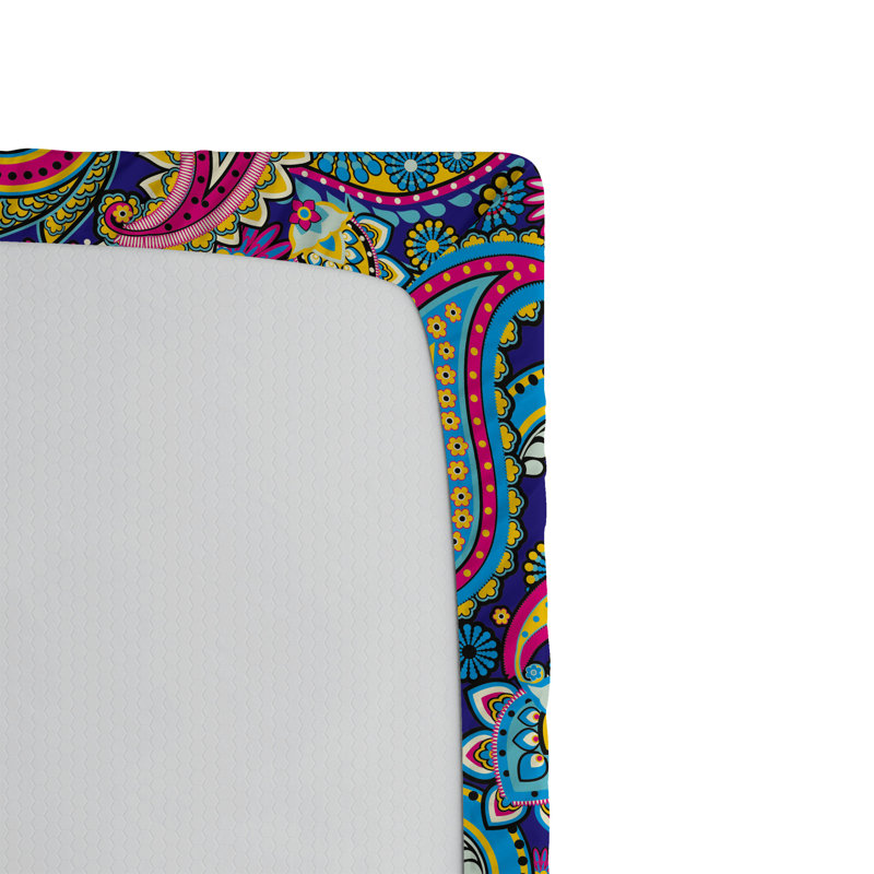 Drap-housse orange Ambesonne, Rose / bleu / cachemire jaune, Drap-housse de taille très grand