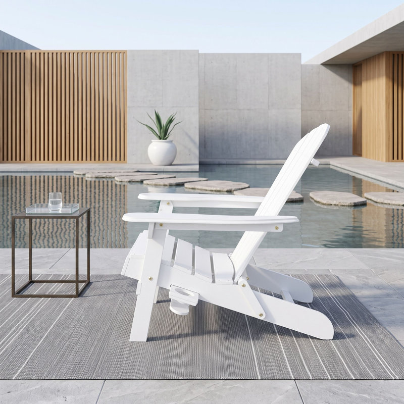 Chaise Adirondack pliante avec porte-gobelets, White