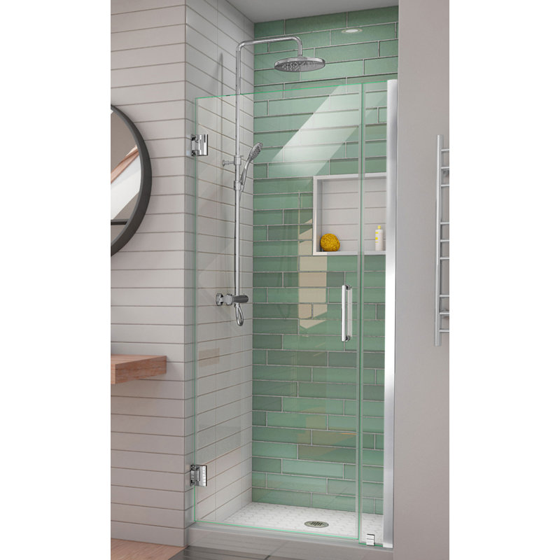 DreamLine Unidoor-LS 29-30 inch W x 72 inch H Frameless Hinged Shower Door in Chrome, Chrome, 30"
