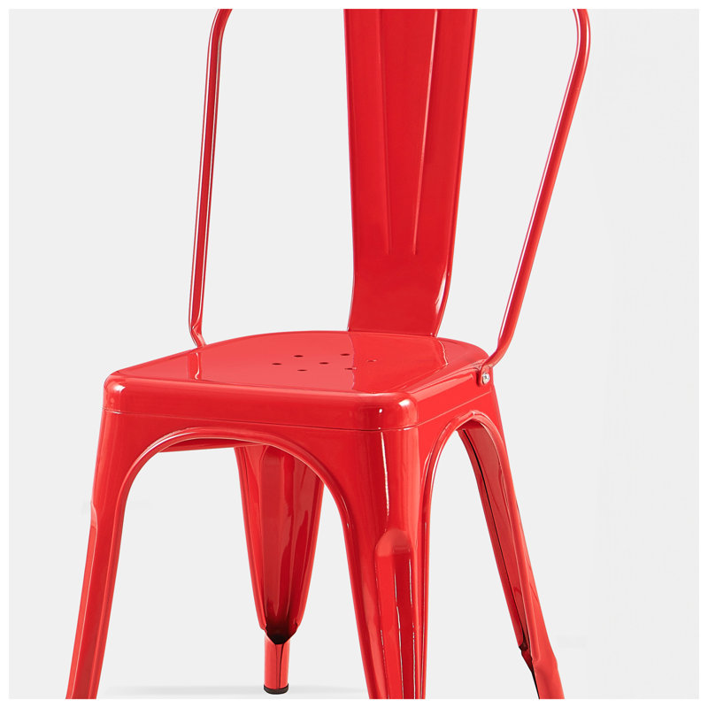 Chaise de salle à manger en métal rouge lustré l 17 po x P 17 po x H 33 po Christies Home, 2