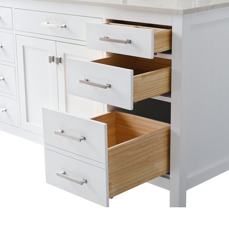 Trevor 60" W Single Vanity, White/Brushed Nickel