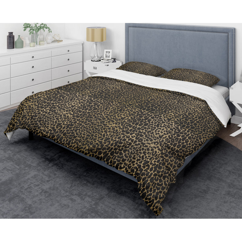 Ensemble de housse de couette Mid-Century - Fourrure de léopard Safari V, Housse de couette très grand + 2 taies décoratives
