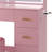 Pink Makeup Vanity Table Set Stool with USB Power Outlets, LED Lighted Mirror, Storage Drawer, Hairdryer Holder