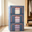 Ensemble de 3 bacs de rangement de vêtements empilables de 100 L avec poignées en métal et fermeture à glissière, boîte de rangement pliable avec couvercle pour serviettes de literie-2060604890