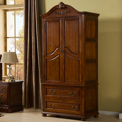 American-Style Cherry Wood Small Wardrobe