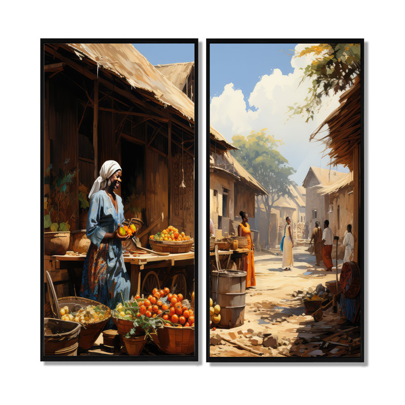 Palmyre - Orange, reproduction d'art sur toile, H 40 po x l 40 po, Reproduction avec cadre flottant, Noir