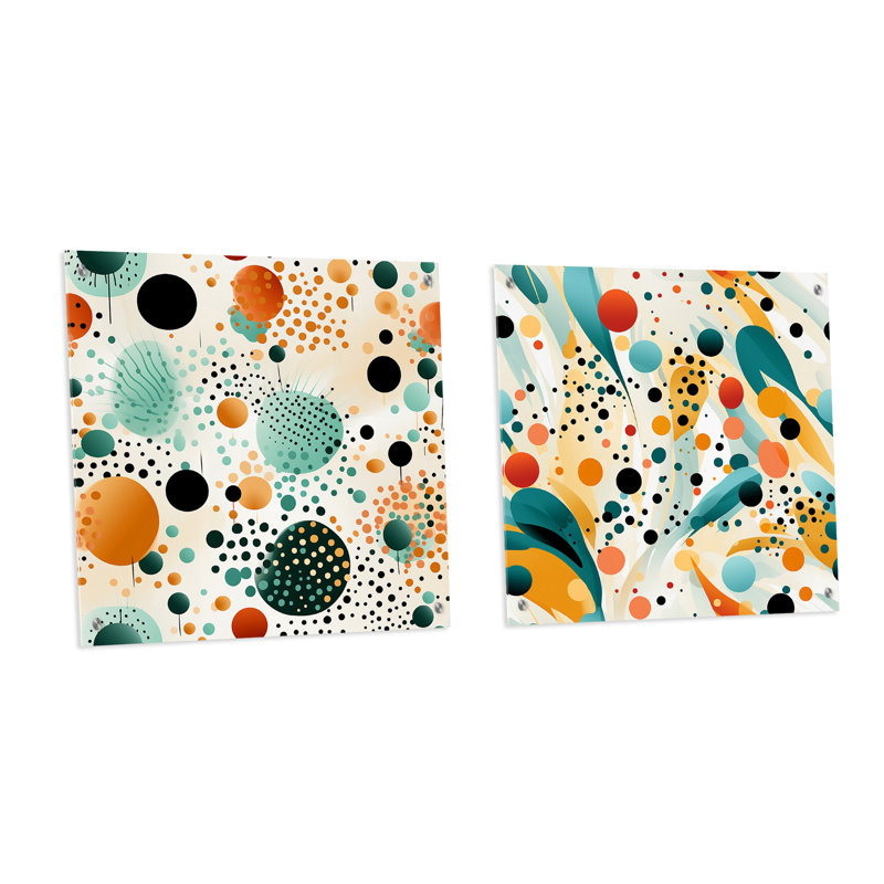 Dahquan - Ensemble abstrait d'art mural en verre abstrait Mid-Century, H 36 po x l 73 po