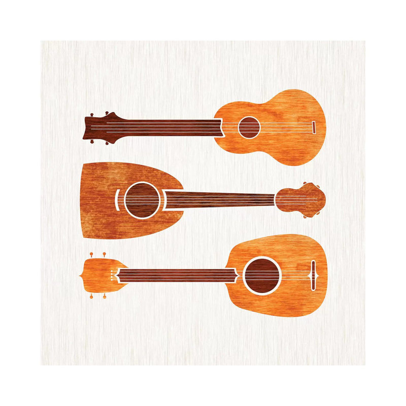 Hawaiian Ukuleles by Modern Tropical - Wrapped Canvas Painting, 30.48 cm H x 30.48 cm W