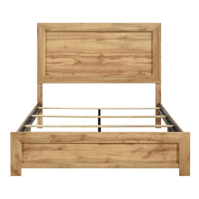 Très grand lit à finition naturelle pour tranquillité de chambre à coucher, charme rustique, dans une boîte avec, finition de panneau de teinture, boîte, ensemble de tous les composants, surface stratifiée