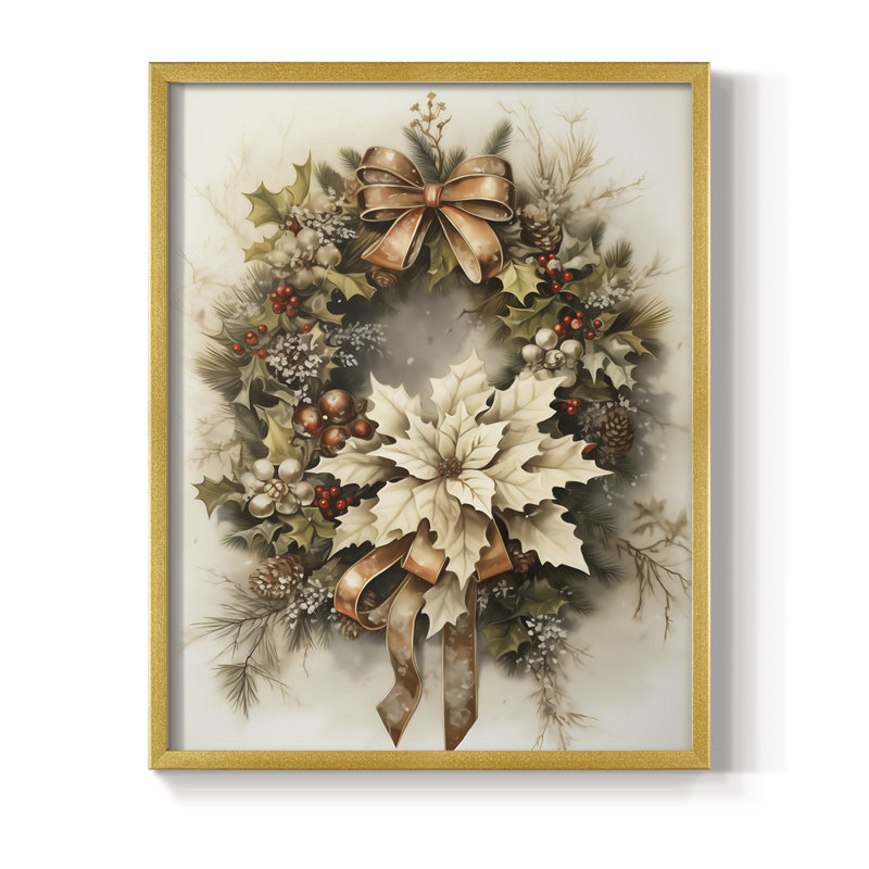 «Christmas Holiday Art», impression encadrée en bois massif, H 21 po x l 17 po, Doré