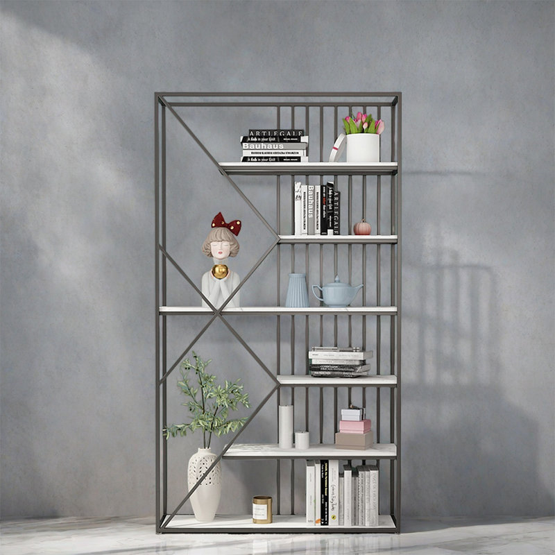 Une bibliothèque élégante et simple, (6 tablettes) H 70,8 po x l 31,4 po x P 11,8 po, Noir