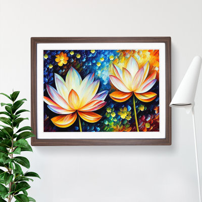 XH1022-6658X Painted Lotus Flowers Abstract 1 Piece Single Picture Frame Wall Art