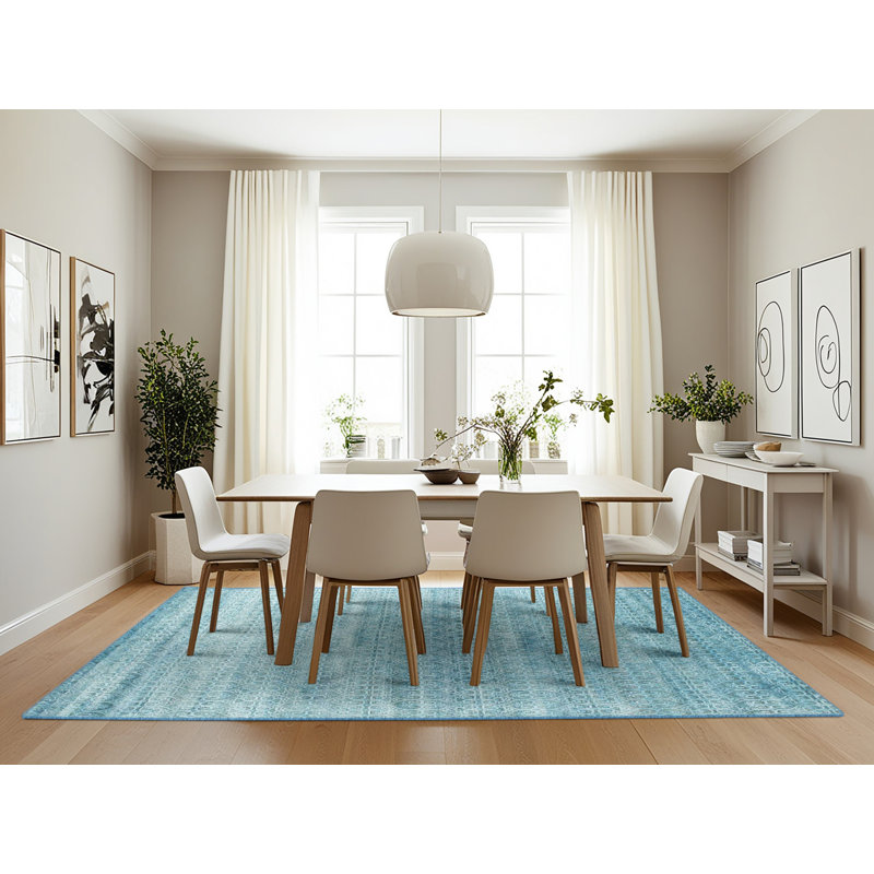 Tapis abstrait bleu, Rectangle 7 pi x 10 pi