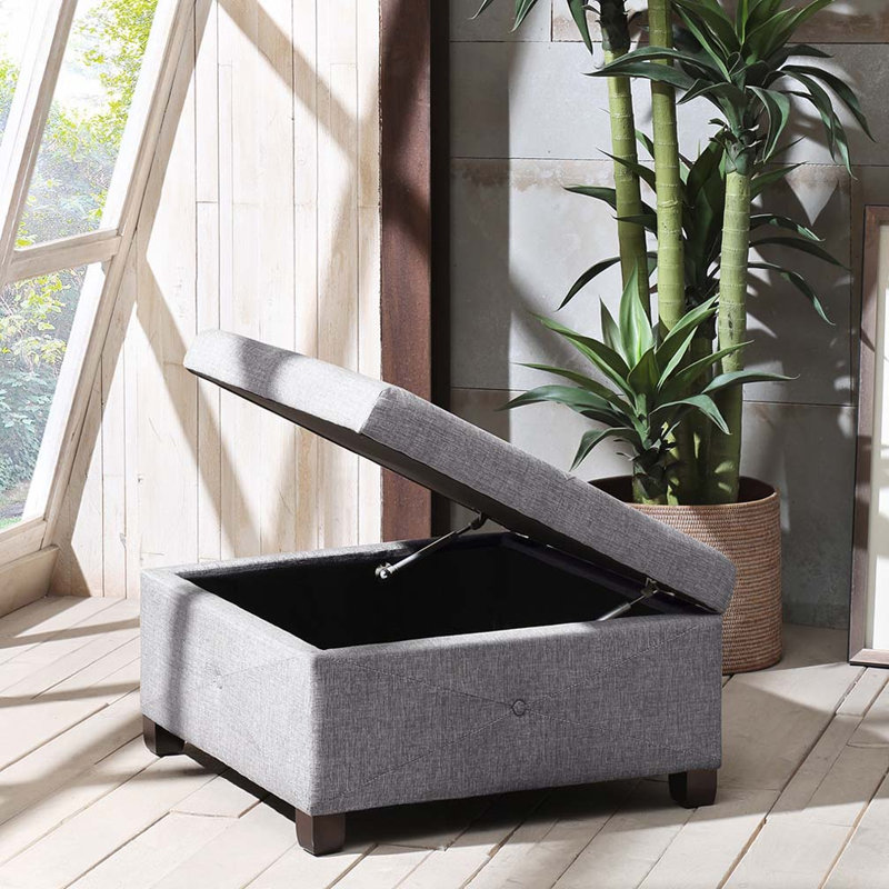 Edholm Upholstered Ottoman, Charcoal Gray 100% Polyester