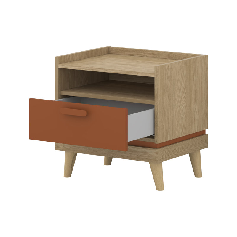 Holladay 50cm W Laminate Bedside Table, Grey
