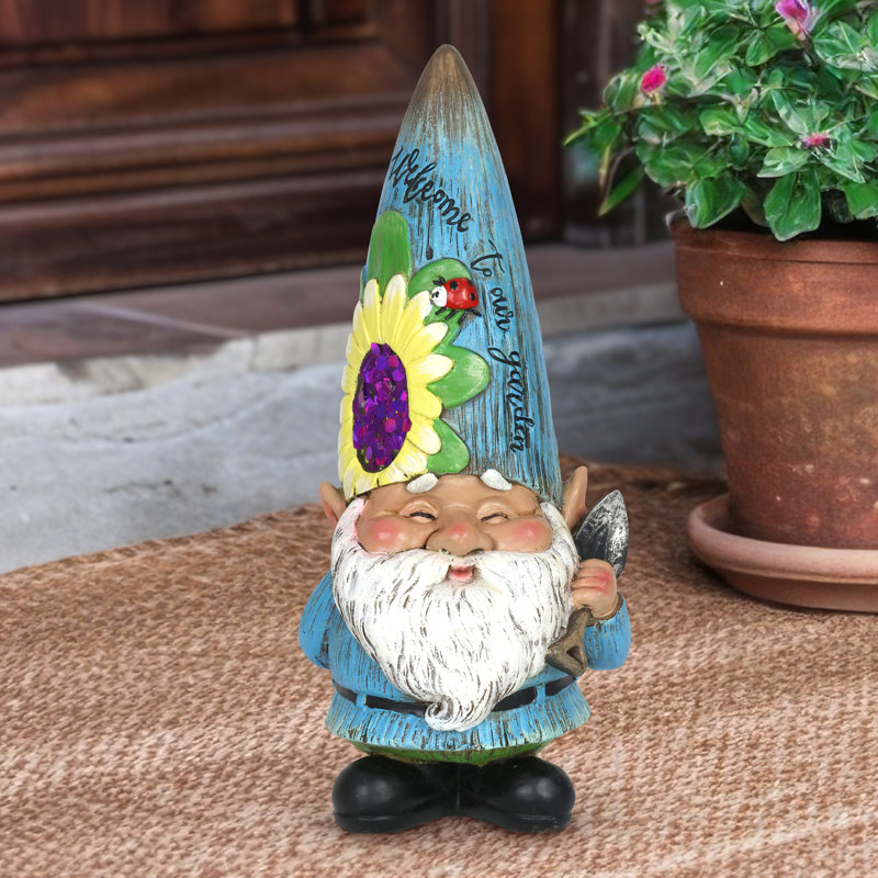 Statue de gnome de jardin avec truelle Exhart, 10 po, Bleu vert