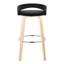 Tabouret de bar à hauteur fixe avec pivot en bois et velours avec repose-pieds rond en métal - ensemble de 2-125535659-125535658