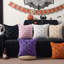 Housses de coussin Halloween 40x40 cm (2 pièces) Fantôme blanc Décoration Halloween Ensemble de 2 housses de coussin décoratives en fausse fourrure et laine pour fauteuil, canapé, chambre, salon-136845619-136845620