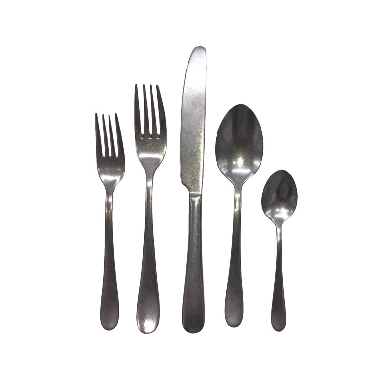 Lille 40 Piece 18/10 Stainless Steel Flatware Set, Service for 8, Tumbled Stainless Steel