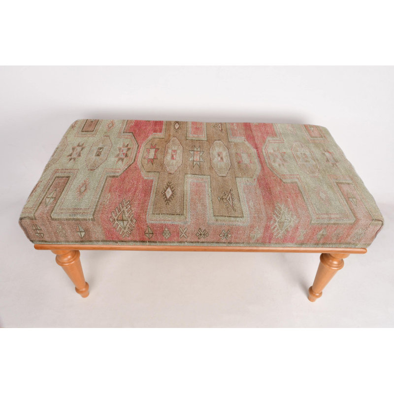 Cotton Upholstered Bench, Natural, 45cm H x 120cm W x 45cm D