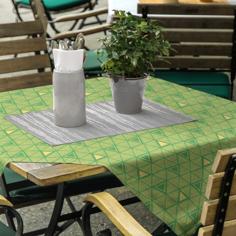 Nappe triangles dessinés à la main classiques, Vert/jaune