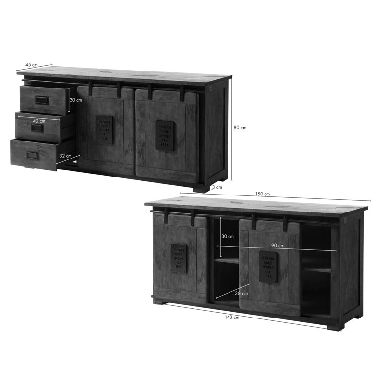 Railway 150cm Sideboard, Nature