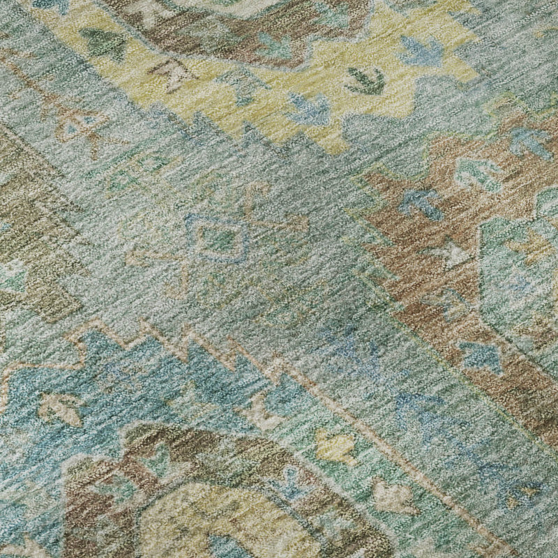 Premium Machine Washable Mayfield AMF2227 Panel Rug, Teal, 3' x 5'