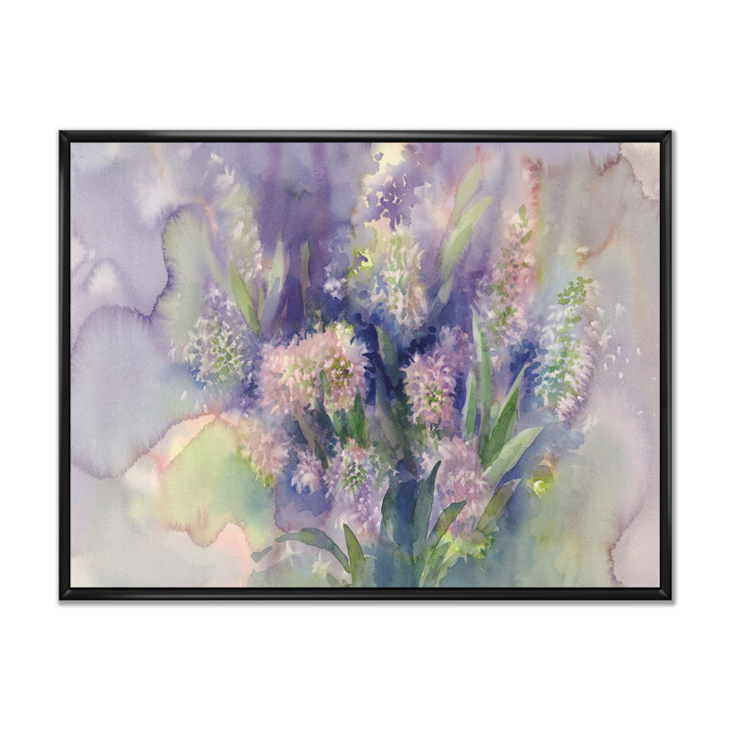 «Rose Hyacinth On Rainy Day», reproduction sur toile, H 8 po x l 12 po x P 1 po, Cadre flottant noir