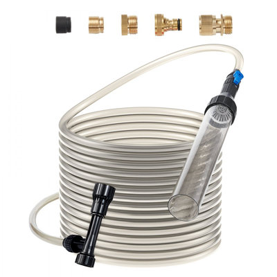 Aspirateur à gravier pour aquarium, aspirateur à gravier à boyau en PVC de 33 pieds, aspirateur à cuve à siphon, 3 types d'adaptateurs en laiton, pour le nettoyage des aquariums à gravier et à sable