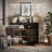 Set of 4 Modular Sideboard with Double-Arc Wood Doors, Ebony-1116983790